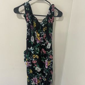 black floral off the shoulder maxi dress w/pockets